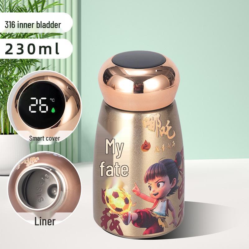 Nezha Portable Insulated Water Cup with Temperature Display - Black & Gold 316 Stainless Steel 230ml
Nezha Portable Insulated Water Cup with Temperature Display - Black & Gold 316 Stainless Steel 230ml