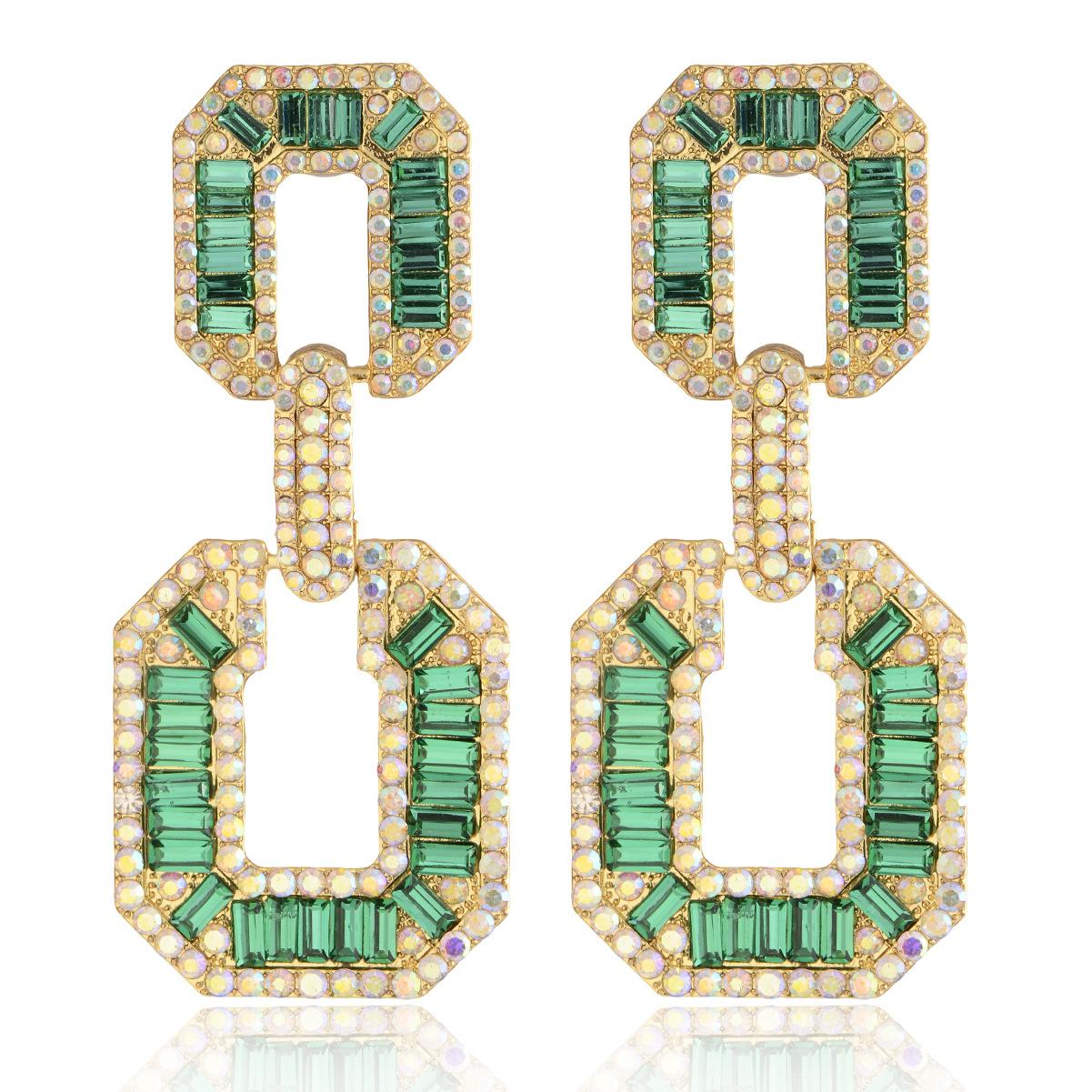 Luxury Exaggerated Geometric Square Colored Zircon Chain Earrings Fashionable Personalized Statement Ear Jewelry For Women зелений
Luxury Exaggerated Geometric Square Colored Zircon Chain Earrings Fashionable Personalized Statement Ear Jewelry For Women зелений