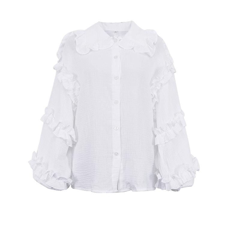 Хлопковая женская рубашка с рукавом-фонариком, женская рубашка, повседневная хлопковая белая блузка с кукольным воротником S белый
Хлопковая женская рубашка с рукавом-фонариком, женская рубашка, повседневная хлопковая белая блузка с кукольным воротником S белый