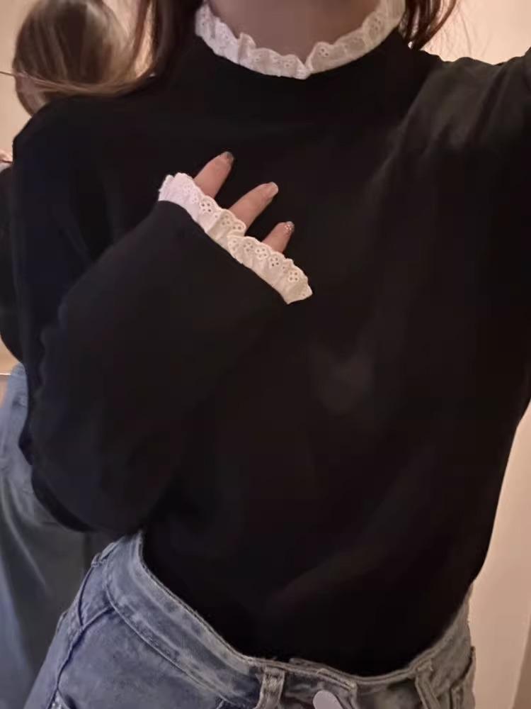 Женский базовый слой с полувысоким воротом и кружевной отделкой: Теплый топ с длинным рукавом и облегающего кроя для осени/зимы. L чёрный
Женский базовый слой с полувысоким воротом и кружевной отделкой: Теплый топ с длинным рукавом и облегающего кроя для осени/зимы. L чёрный