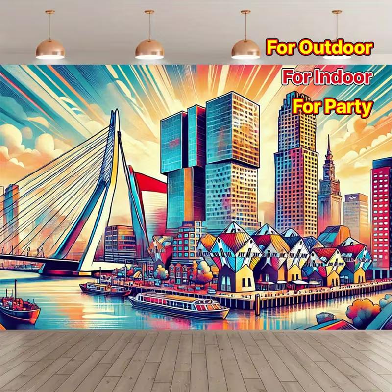 2D Rotterdam Erasmus Bridge & Cube Houses Party Backdrop Banner 47.2x31.5inch/120*80cm
2D Rotterdam Erasmus Bridge & Cube Houses Party Backdrop Banner 47.2x31.5inch/120*80cm