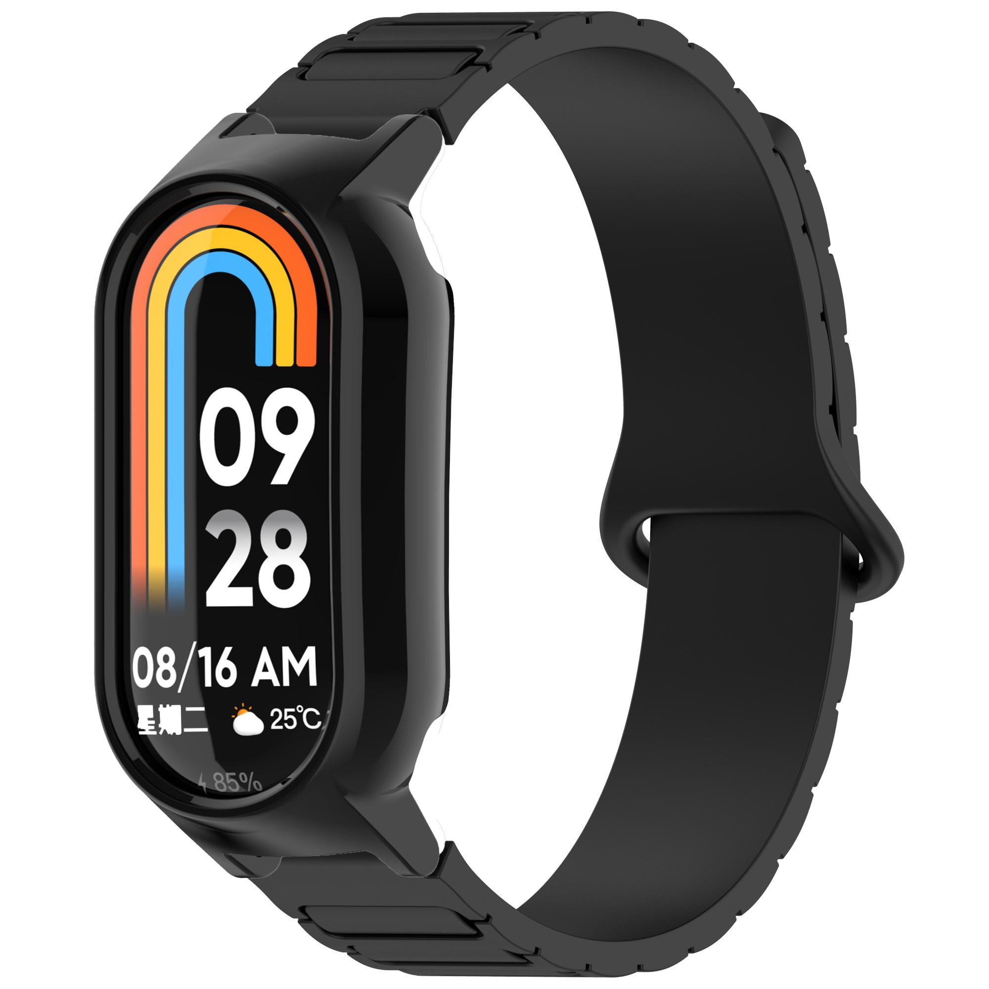 For Xiaomi Smart Band 9 NFC/9 Magnetic Silicone Strap Dual Color Wristband with PC Protective Frame Black+Black
For Xiaomi Smart Band 9 NFC/9 Magnetic Silicone Strap Dual Color Wristband with PC Protective Frame Black+Black