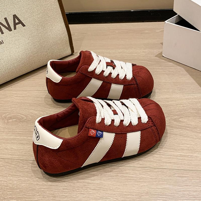 Ретро обувь на плоской подошве в цветовой гамме Майяра женская 2025 осень новая с внутренней платформой для увеличения роста повседневная спортивная тренировочная обувь «Форрест Гамп» 40 красный