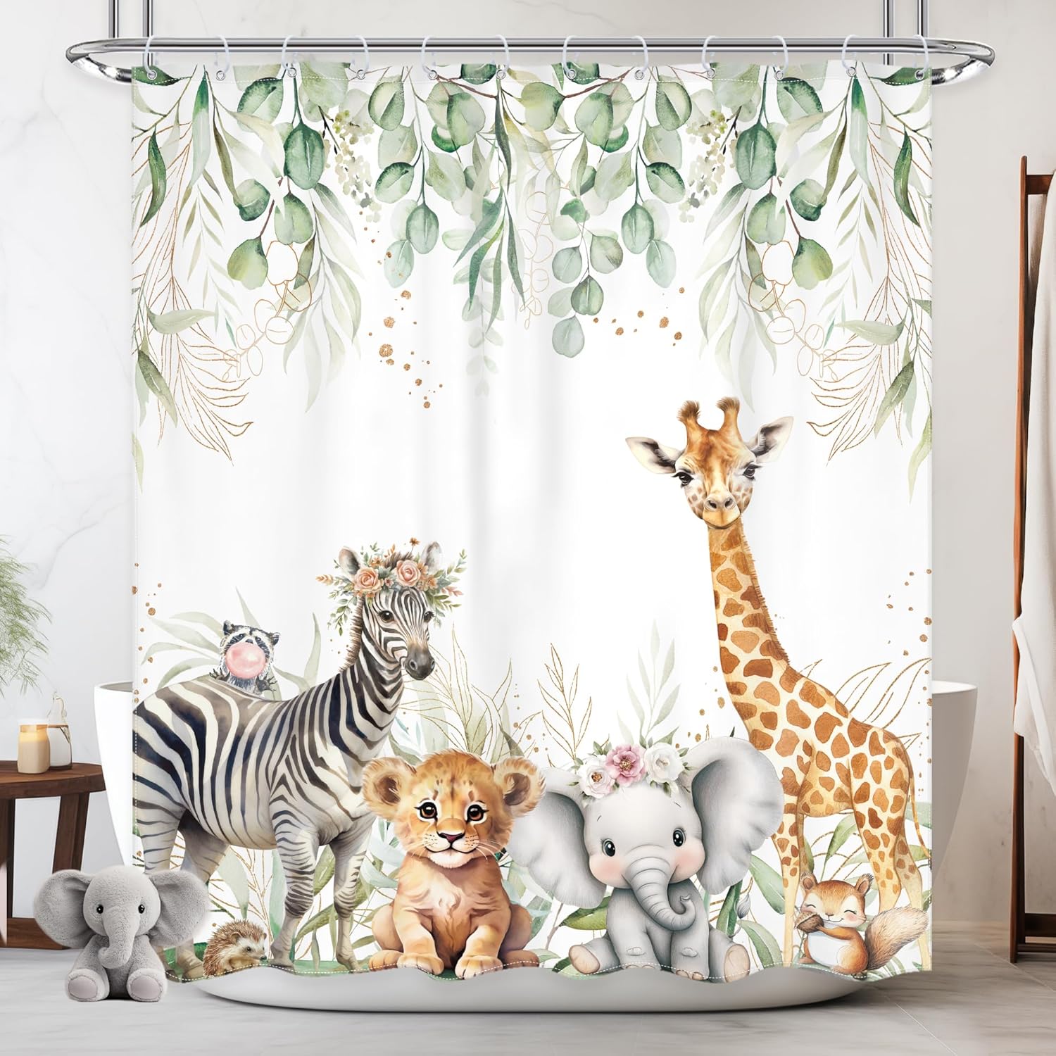 Kids Woodland Animal Eucalyptus Shower Curtain Cute Spring Leaves Fun Cartoon Botanical Wildlife Bathroom Set Boys Girls Nursery W60H190(CM)-1 Pcs
Kids Woodland Animal Eucalyptus Shower Curtain Cute Spring Leaves Fun Cartoon Botanical Wildlife Bathroom Set Boys Girls Nursery W60H190(CM)-1 Pcs