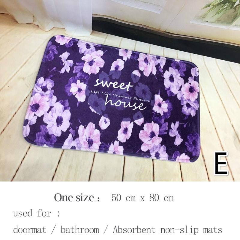 1 шт. 50*80 см Ковер с цветочным принтом Коврик для ванной Комнатные входные коврики Дверной коврик Нескользящий коврик для пола E