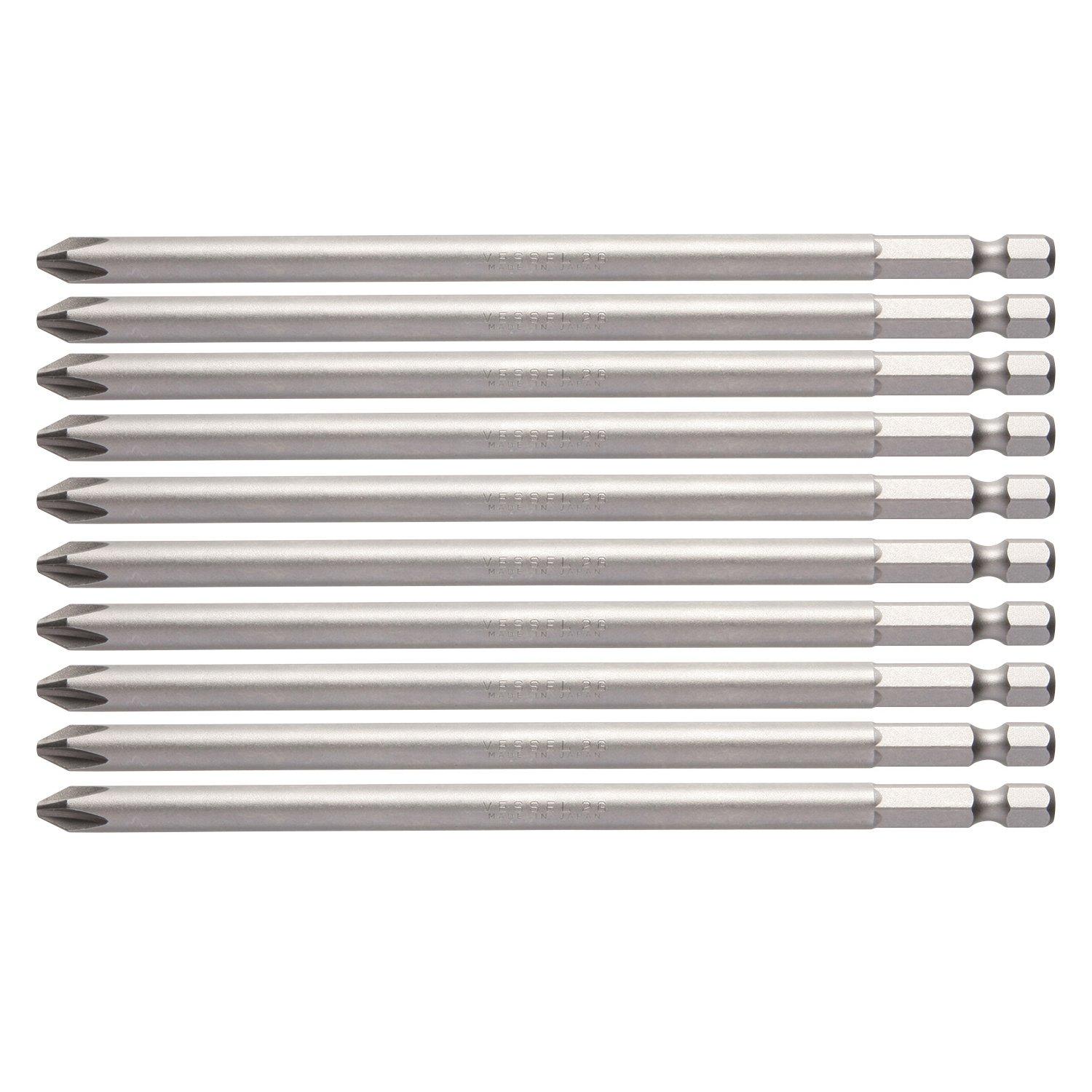 VESSEL Driver Bits for Air and Electric x G B35 ZP Screwdrivers, +2 150mm, 10-Piece Set, Hardness (Standard Hardness),
VESSEL Driver Bits for Air and Electric x G B35 ZP Screwdrivers, +2 150mm, 10-Piece Set, Hardness (Standard Hardness),