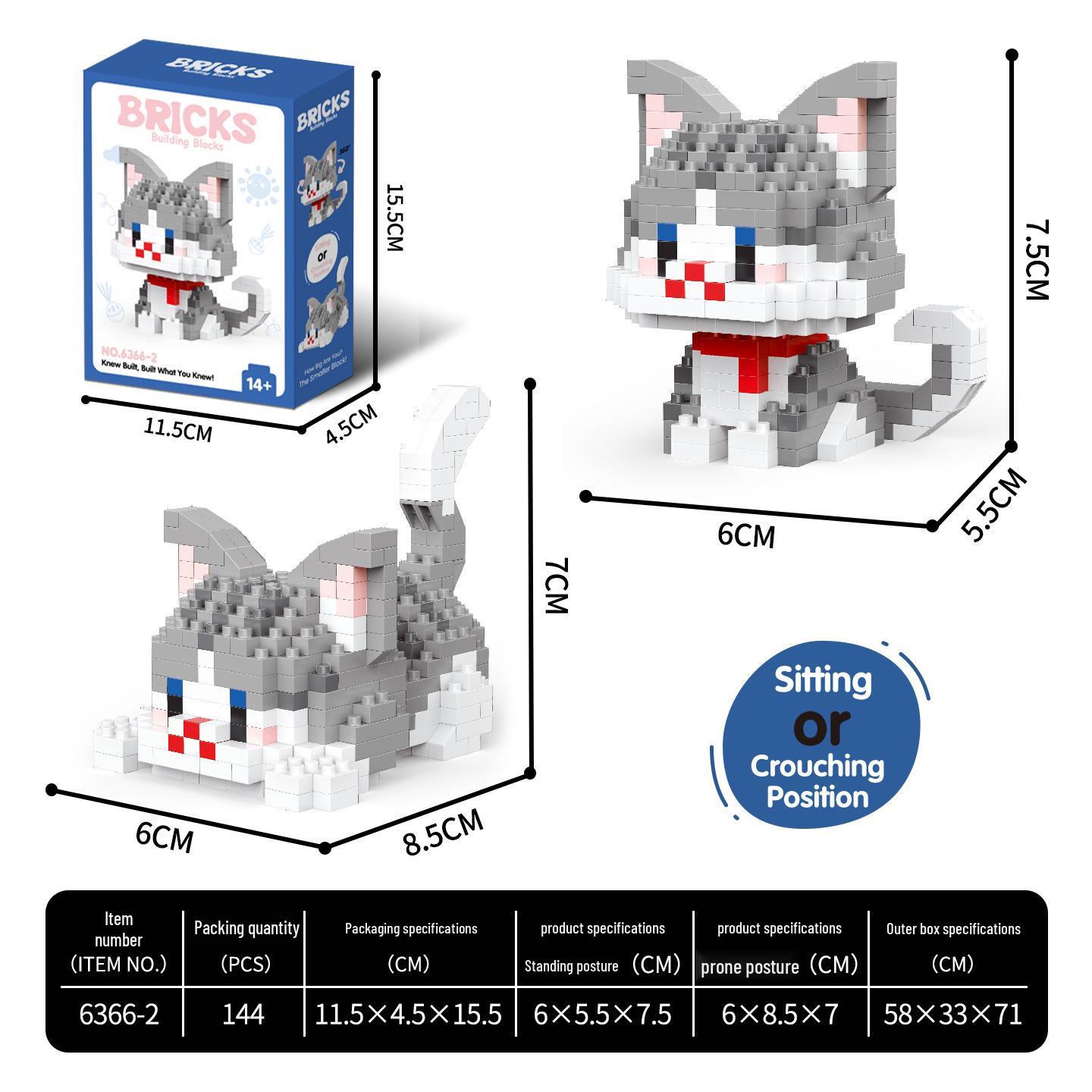 LEGO-Compatible Pet Cat Micro-Particle Building Blocks Display Ornament Gift
LEGO-Compatible Pet Cat Micro-Particle Building Blocks Display Ornament Gift