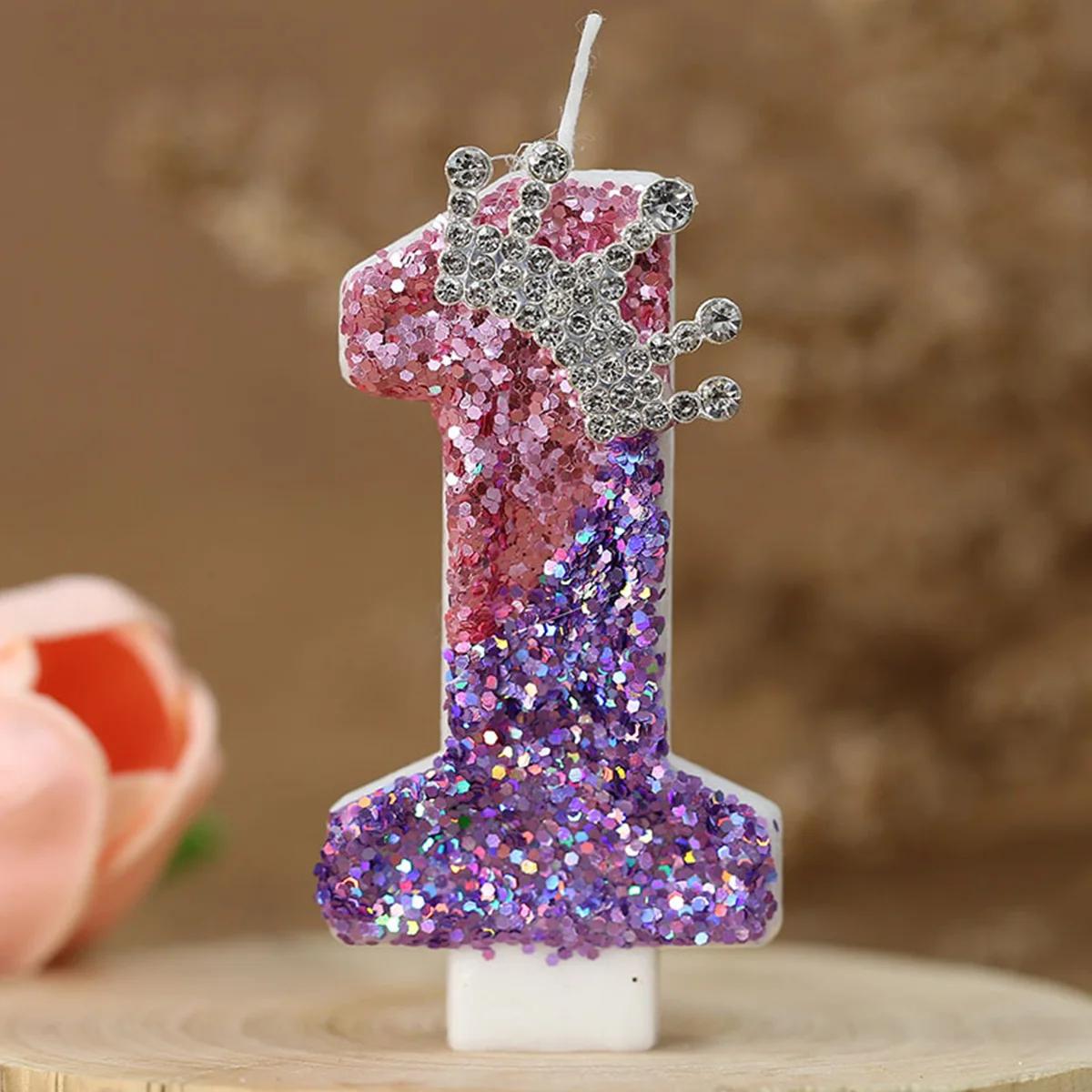 Birthday Number Candles,Purple Pink Crown Birthday Candles for Cake,Glitter Candle Cake Topper with Sequins for Party Supplies
Birthday Number Candles,Purple Pink Crown Birthday Candles for Cake,Glitter Candle Cake Topper with Sequins for Party Supplies