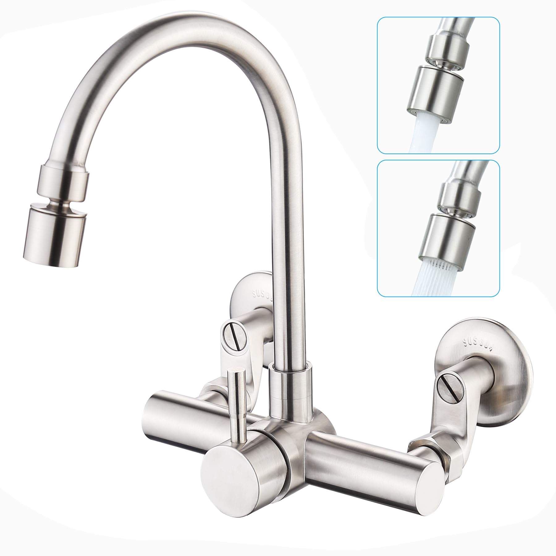 Kitchen Mixer Single Lever Mixer Shower Stainless with Eccentric Fits Installation Widths of Tap, Wall-Mounted, 2-Hole, Tap, Swivel, Spray,
Kitchen Mixer Single Lever Mixer Shower Stainless with Eccentric Fits Installation Widths of Tap, Wall-Mounted, 2-Hole, Tap, Swivel, Spray,