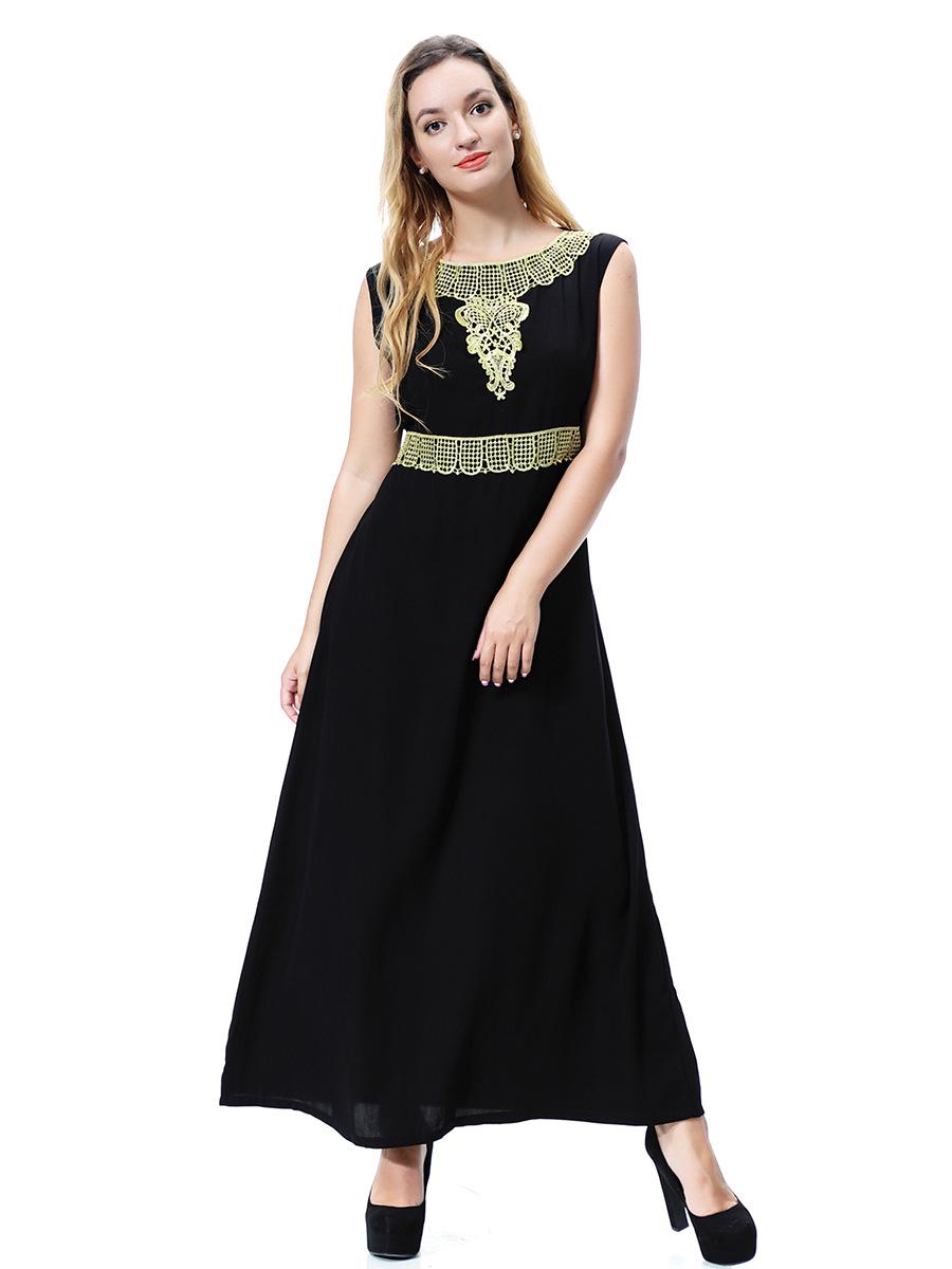 Женское длинное платье без рукавов с аппликацией, TH921 Large чёрный
Женское длинное платье без рукавов с аппликацией, TH921 Large чёрный