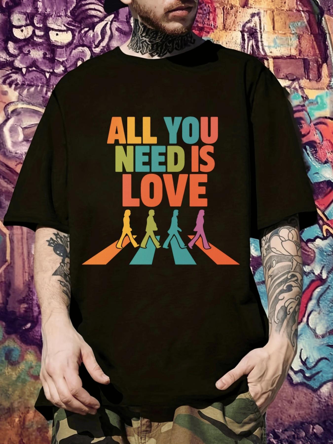 Casual Crew Neck T-shirt with All You Need is Love Graphic Print - Short Sleeve S
Casual Crew Neck T-shirt with All You Need is Love Graphic Print - Short Sleeve S