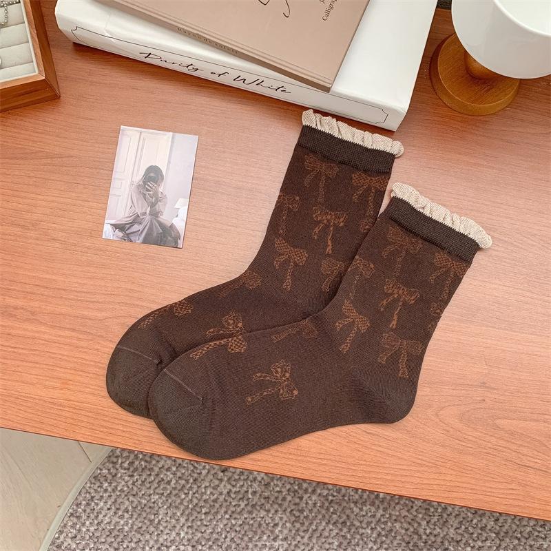 Retro Rose Color Korean Style Full Of Bow Mid-Tube Socks For Women Contrasting Color Lip Bubble Edge Pile Socks One size fits all
Retro Rose Color Korean Style Full Of Bow Mid-Tube Socks For Women Contrasting Color Lip Bubble Edge Pile Socks One size fits all