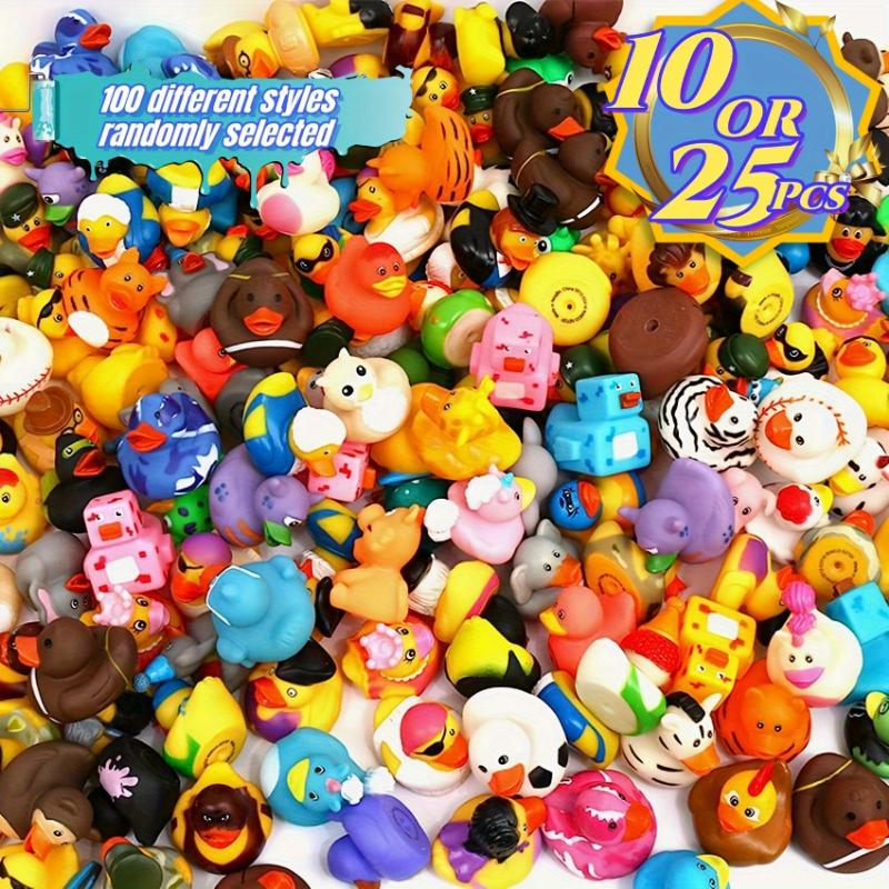 Ассорти игрушечных уточек из резиновых уточек для детей и малышей, ванна, детский душ на день рождения, занятия в классе, летние занятия на пляже и в бассейне, 2 дюйма (10 шт.\25 шт.)