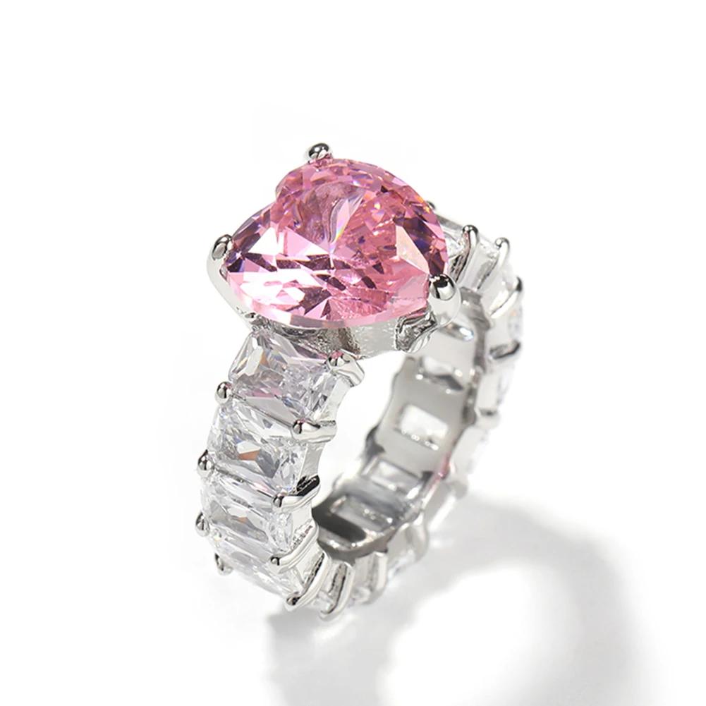 7mm Big Baguette CZ Stone Pink Heart Ring Iced Out Bling Fashion Ring Hip Hop Jewelry High Quality Engagement Gift Color 8
7mm Big Baguette CZ Stone Pink Heart Ring Iced Out Bling Fashion Ring Hip Hop Jewelry High Quality Engagement Gift Color 8
