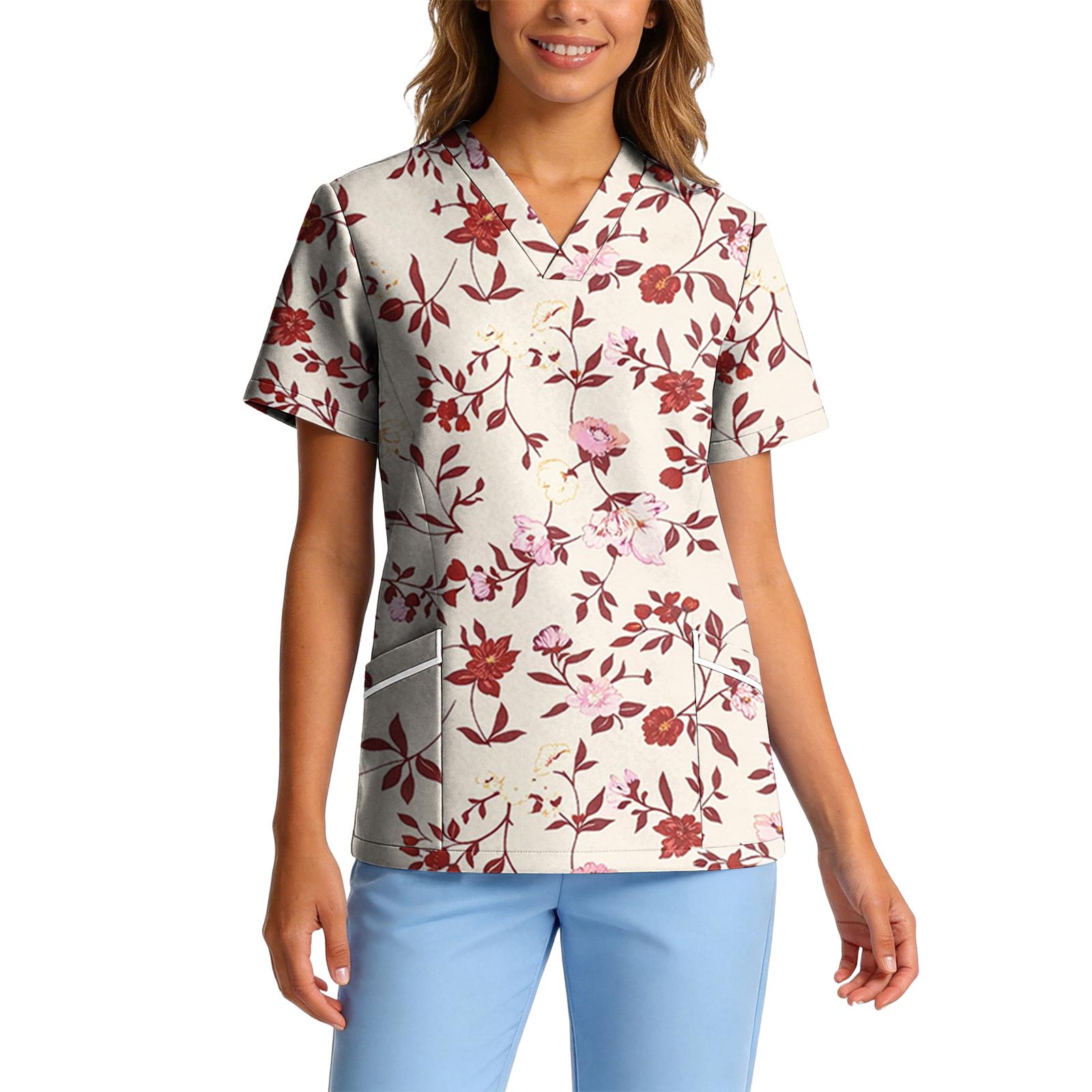Women s Stretch Quick-Dry V-Neck Short Sleeve Workwear Top with Floral Print & Pockets M винний
Women s Stretch Quick-Dry V-Neck Short Sleeve Workwear Top with Floral Print & Pockets M винний