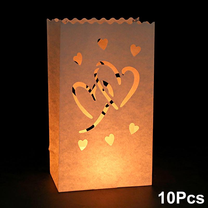 10 шт. Белые пакеты для свечей в форме сердца на День святого Валентина, Теплая атмосфера для свадеб, Доступно несколько вариантов
