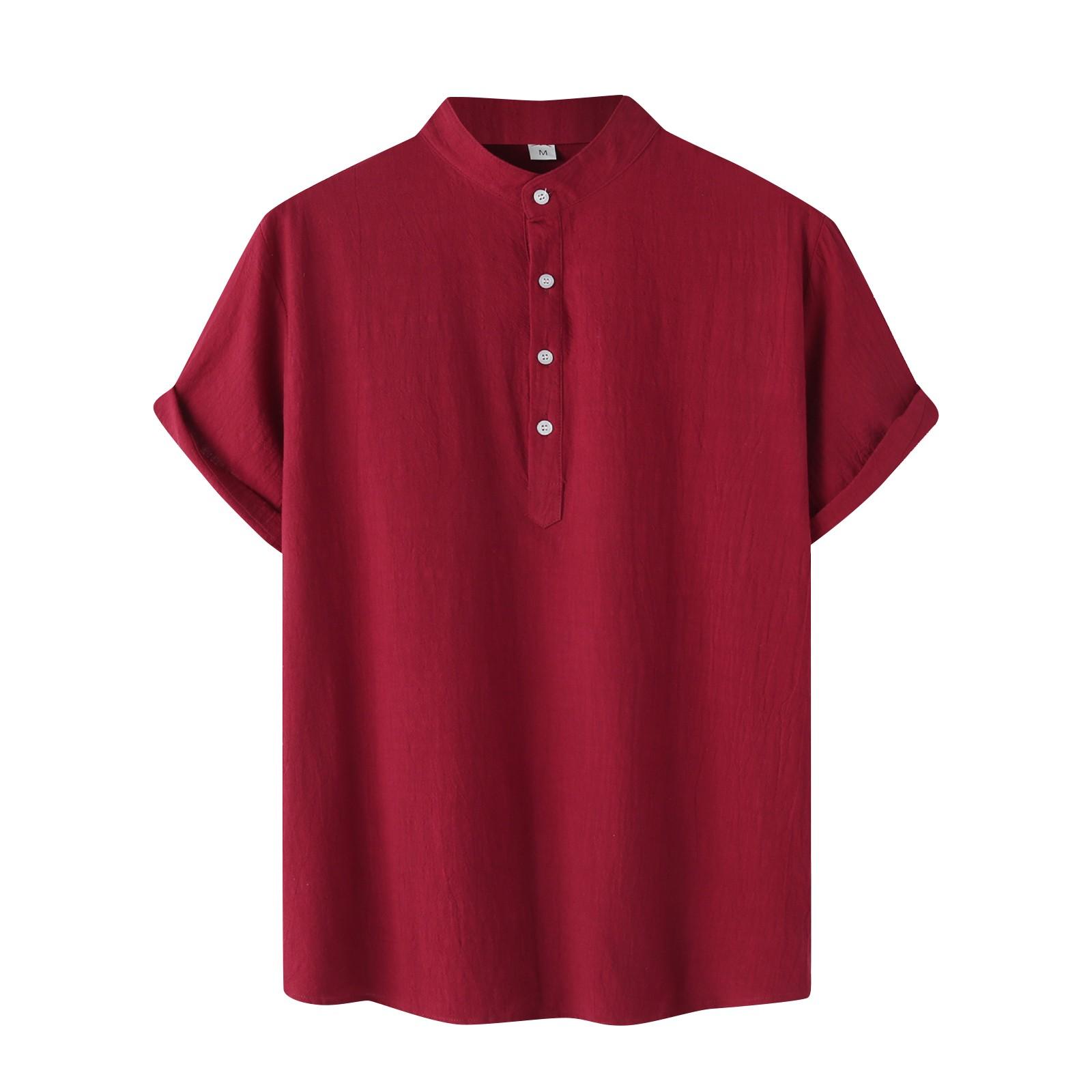 Men s Summer Beach Casual Cotton Linen Stand Collar Color Shirt Short Sleeve Sweatshirt XL винний
Men s Summer Beach Casual Cotton Linen Stand Collar Color Shirt Short Sleeve Sweatshirt XL винний