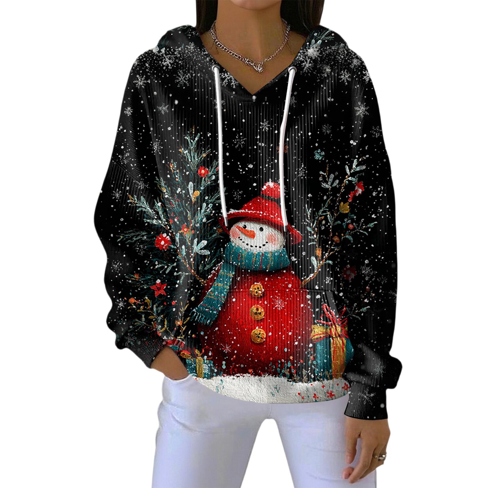 Женская свободная удобная повседневная модная толстовка с V-образным вырезом и рождественским принтом с длинным рукавом L чёрный
Женская свободная удобная повседневная модная толстовка с V-образным вырезом и рождественским принтом с длинным рукавом L чёрный