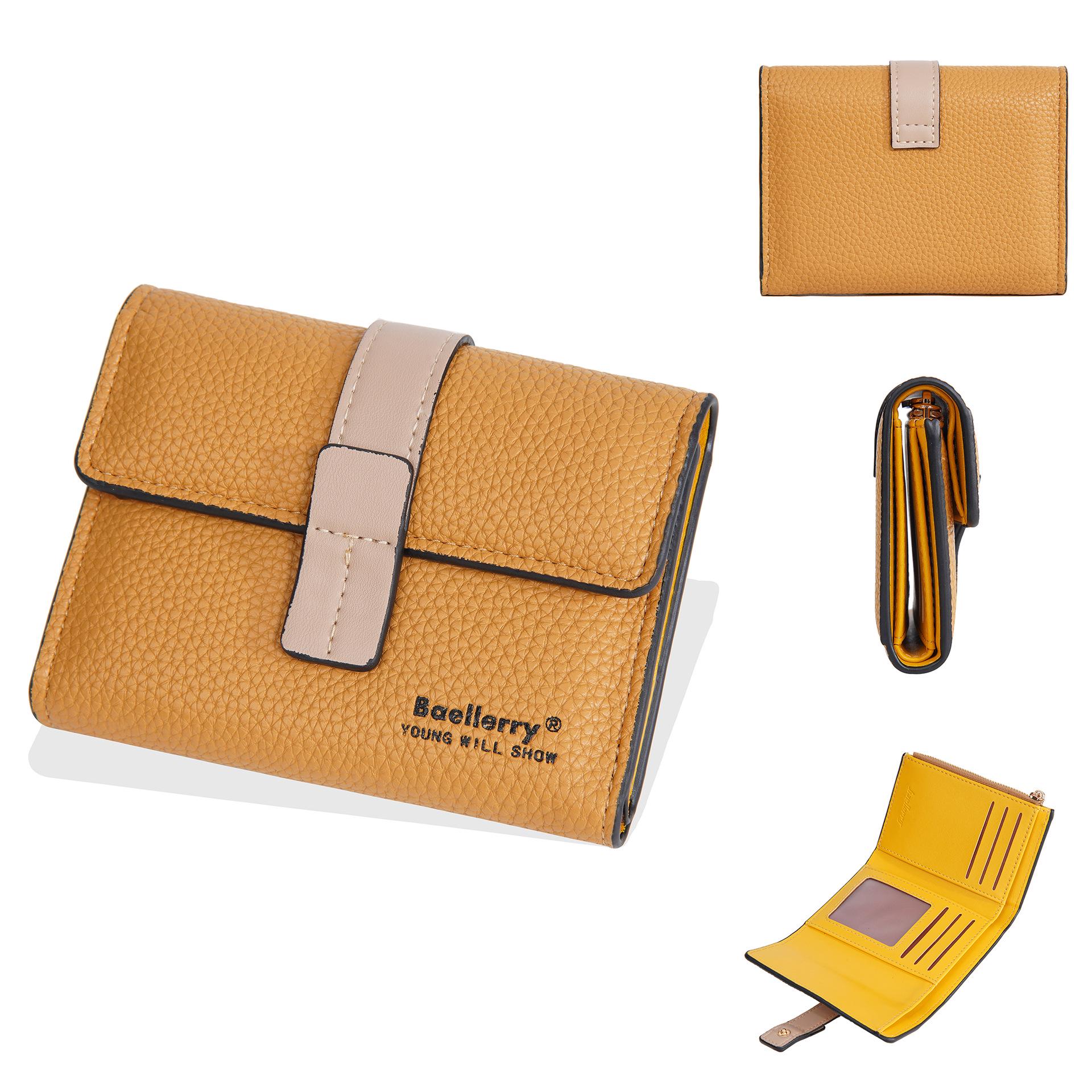Baellerry Women s Short Korean Style Three-Fold Wallet: Multi-Card Slot, Coin Purse, Money Clip, Color Block Design.
Baellerry Women s Short Korean Style Three-Fold Wallet: Multi-Card Slot, Coin Purse, Money Clip, Color Block Design.