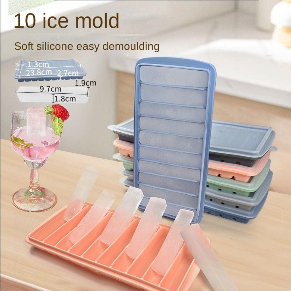 With Lid Ice Cube Mold Stick Shape Ice Box Maker Silicone long Strip Ice Trays Drinking Tool темно-сірий колір 
With Lid Ice Cube Mold Stick Shape Ice Box Maker Silicone long Strip Ice Trays Drinking Tool темно-сірий колір