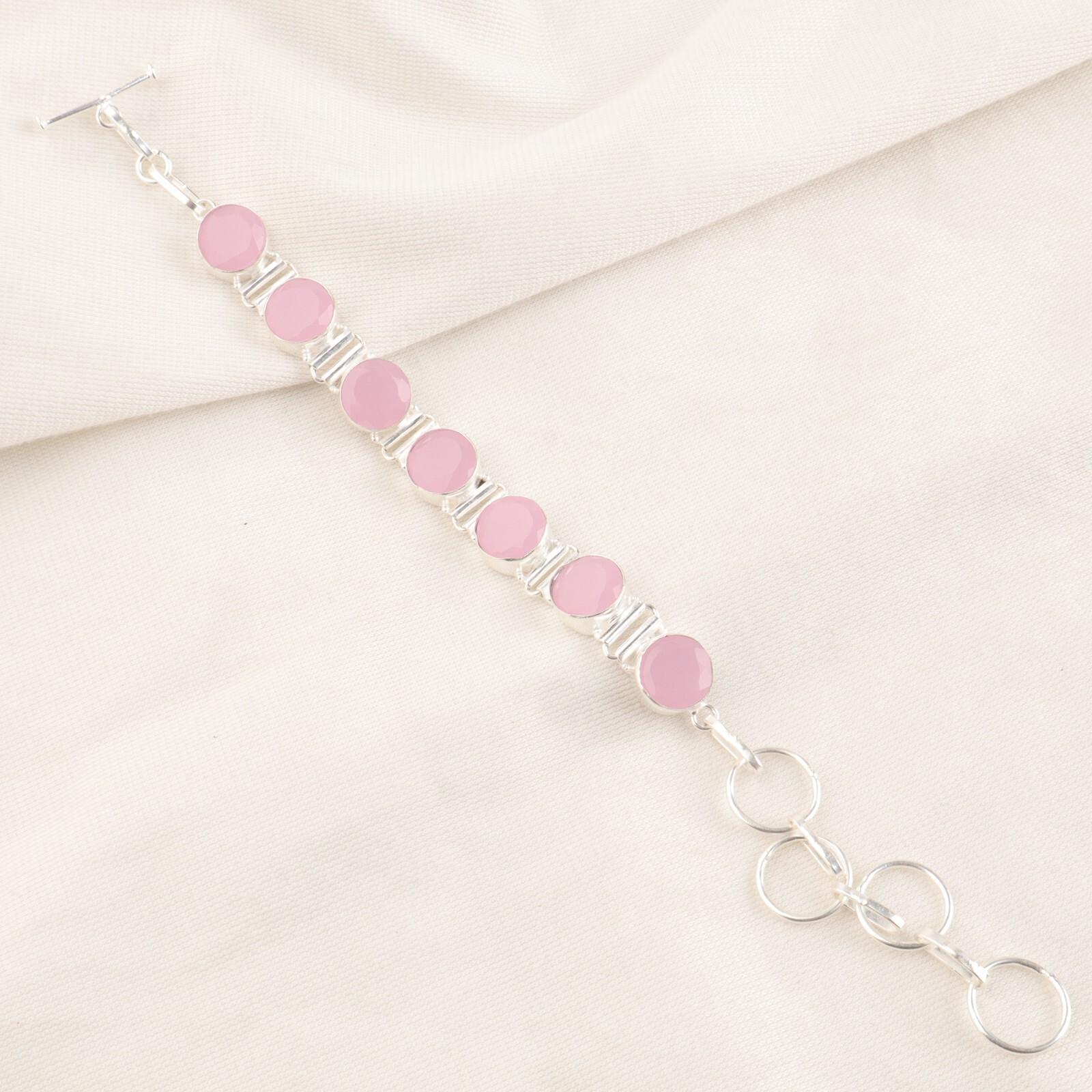 Beautiful Pink Rose Chalcedony Gemstone 925 Sterling Silver Jewelry Bracelet 9 RB-7-16
Beautiful Pink Rose Chalcedony Gemstone 925 Sterling Silver Jewelry Bracelet 9 RB-7-16