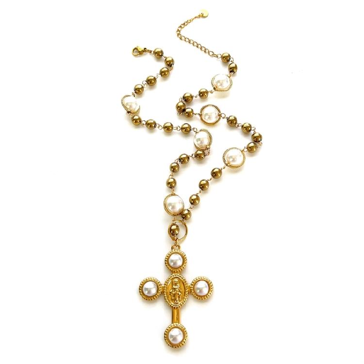Everyday Wear Crucifix Pendant Necklace Stainless Steel Pearls Embellishments Beaded Chain Jewelry 1
Everyday Wear Crucifix Pendant Necklace Stainless Steel Pearls Embellishments Beaded Chain Jewelry 1