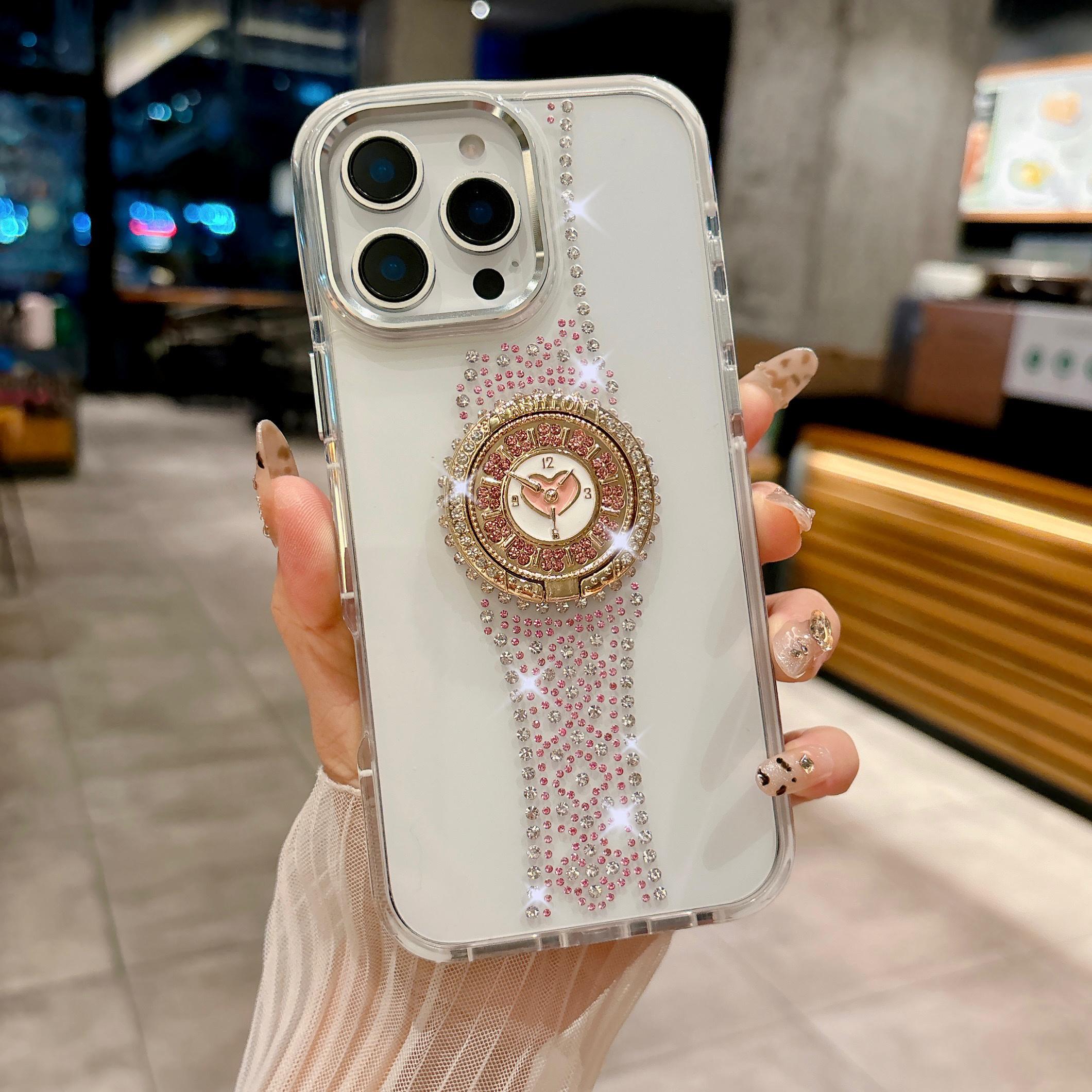 For iPhone 16 Pro Case with Kickstand Watch Shape Rhinestone Decor TPU+PC Phone Back Cover Pink
For iPhone 16 Pro Case with Kickstand Watch Shape Rhinestone Decor TPU+PC Phone Back Cover Pink
