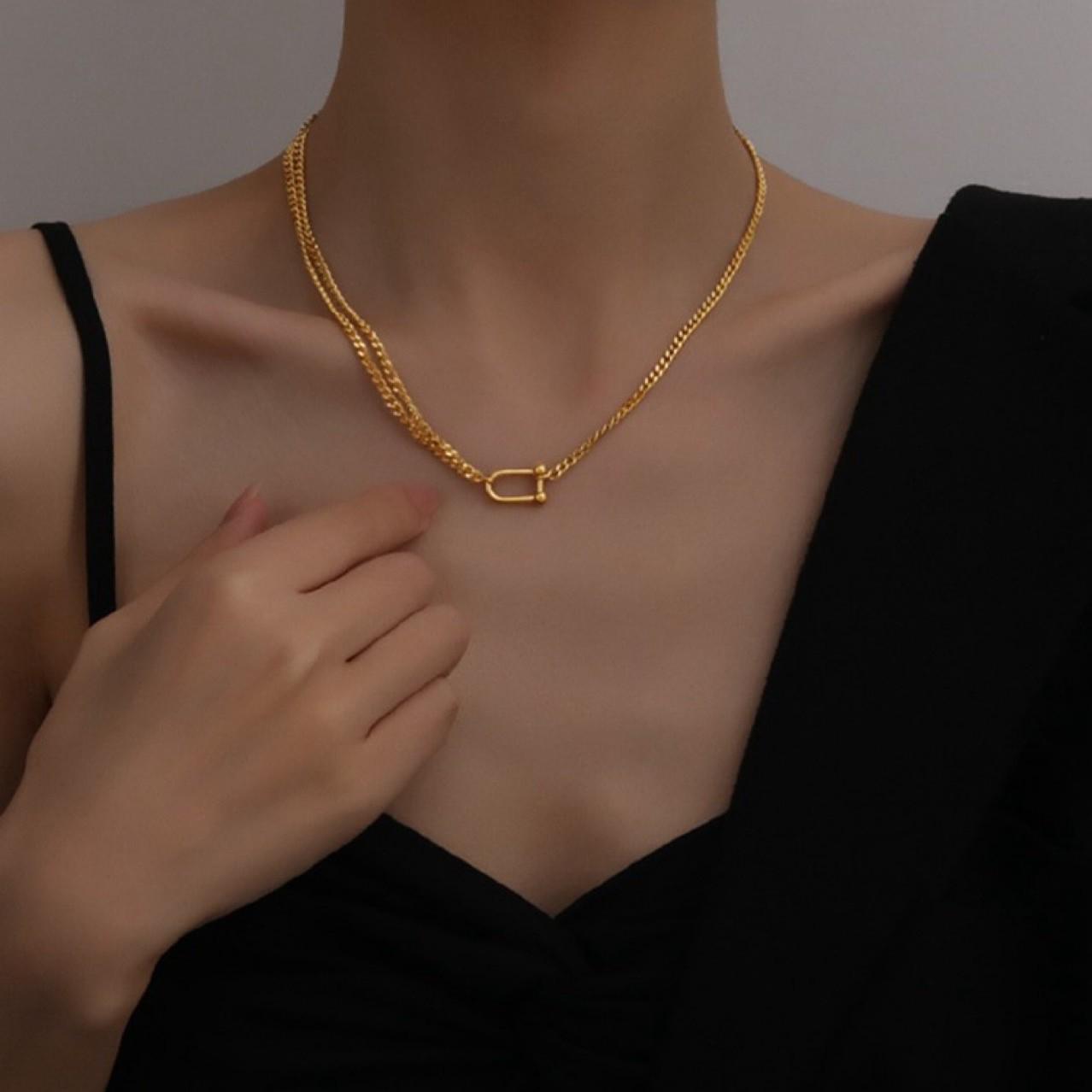 Retro Horseshoe Necklace for Women – European & American Versatile Clavicle Chain in Gold. Furnace Gold
Retro Horseshoe Necklace for Women – European & American Versatile Clavicle Chain in Gold. Furnace Gold
