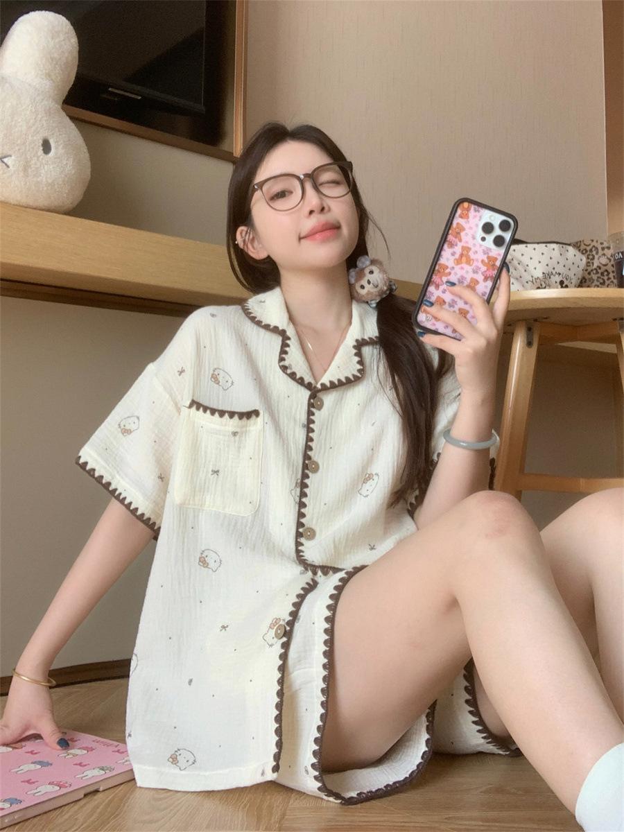 Summer new shell edge Hello Kitty simple style pajamas women s summer short-sleeved shorts lace two-piece loungewear S
Summer new shell edge Hello Kitty simple style pajamas women s summer short-sleeved shorts lace two-piece loungewear S