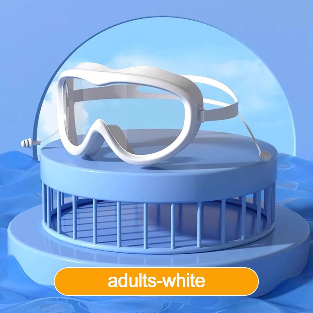 Водонепроницаемые очки для плавания для взрослых с защитой от запотевания, очки для плавания с широким обзором, товары для плавания для занятий спортом на открытом воздухе adults-white