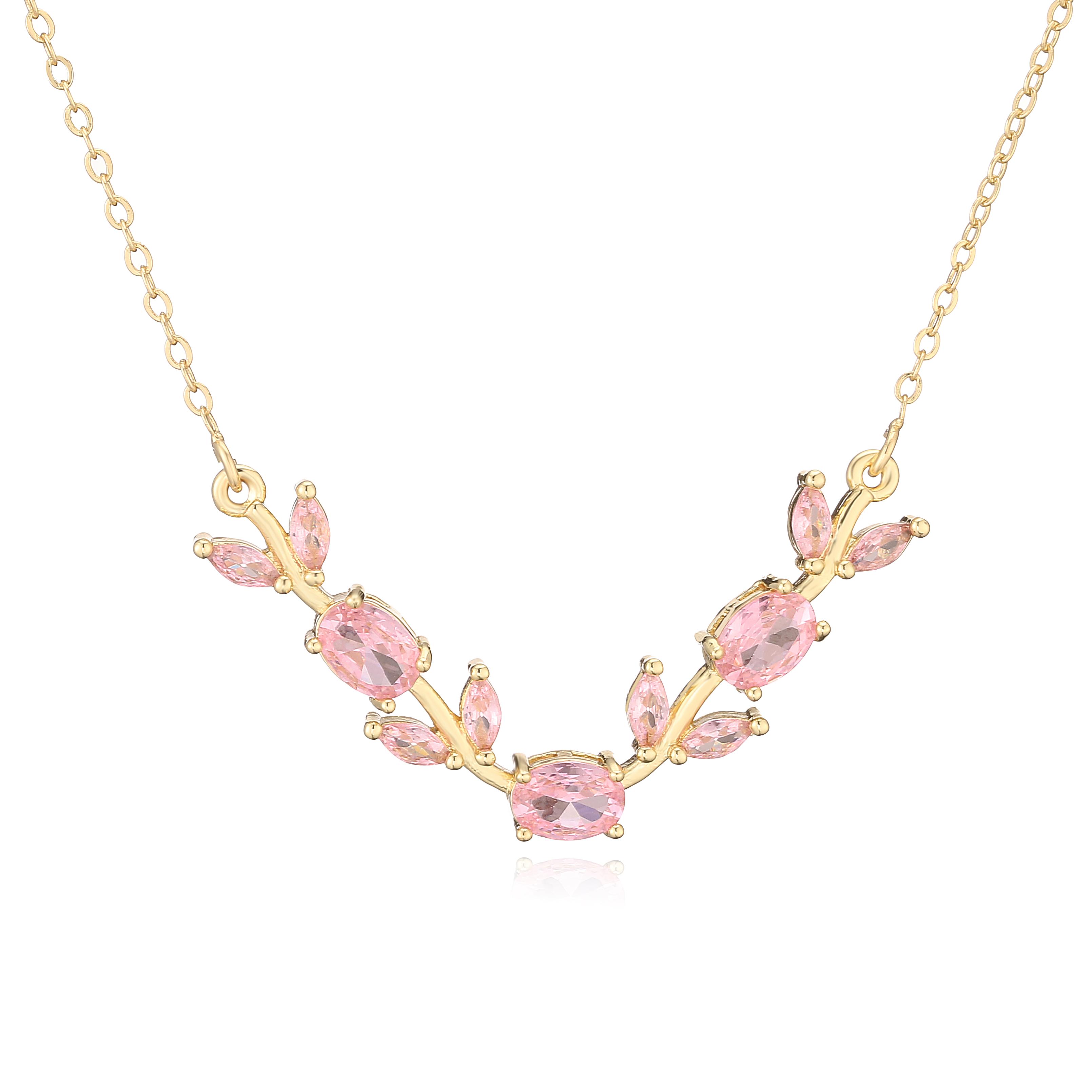 18K Gold Plated Brass Tulip Leaf Vine Zircon Pendant Necklace Elegant Cubic Zirconia Clavicle Chain Dainty Floral Zircon 50cm
18K Gold Plated Brass Tulip Leaf Vine Zircon Pendant Necklace Elegant Cubic Zirconia Clavicle Chain Dainty Floral Zircon 50cm
