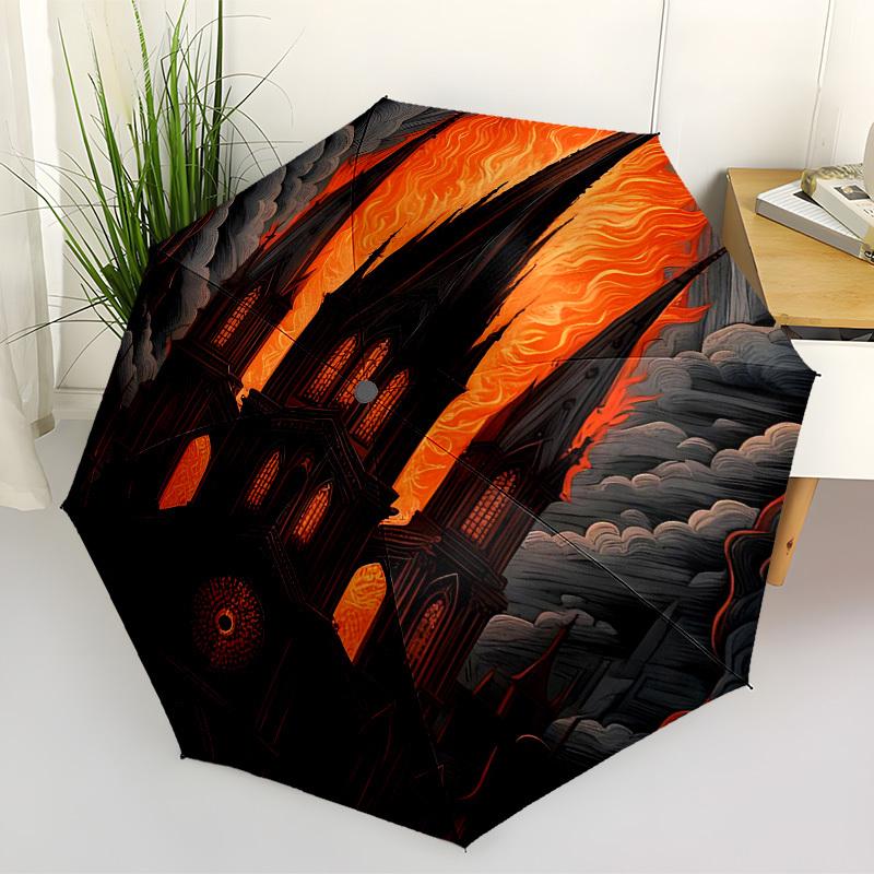 1pc Cathedral Flames Automatic Folding Umbrella - Compact 8-Rib Design, Durable Plastic & Iron, Lightweight for Outdoor Daily Use, a0929159
1pc Cathedral Flames Automatic Folding Umbrella - Compact 8-Rib Design, Durable Plastic & Iron, Lightweight for Outdoor Daily Use, a0929159