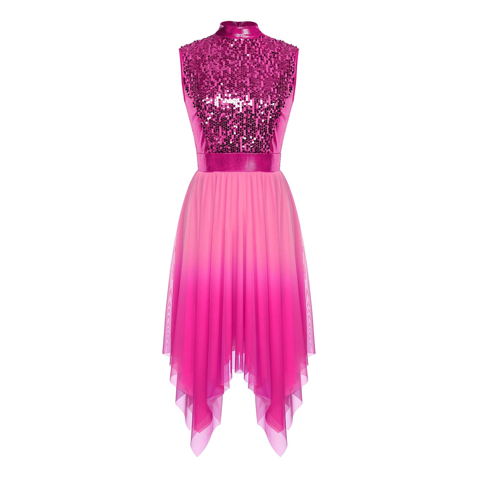 Womens Worship Praise Dance Dress Shiny Sequine Sleeveless Bodice Gradient Mesh Irregular Hem Lyrical Costume M
Womens Worship Praise Dance Dress Shiny Sequine Sleeveless Bodice Gradient Mesh Irregular Hem Lyrical Costume M