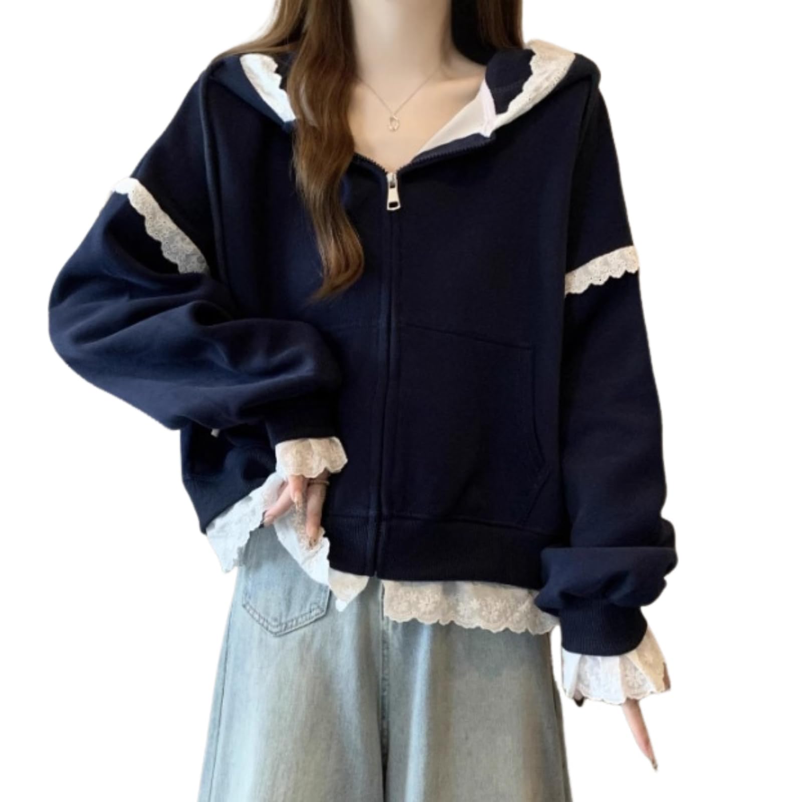 inotenka Hoodie with Lace Flattering Slimming Loose Plus Long Solid Perfect for and Casual and Winter Women s Zip-Up Trim, Top, Outerwear, Fit, Cute,
inotenka Hoodie with Lace Flattering Slimming Loose Plus Long Solid Perfect for and Casual and Winter Women s Zip-Up Trim, Top, Outerwear, Fit, Cute,