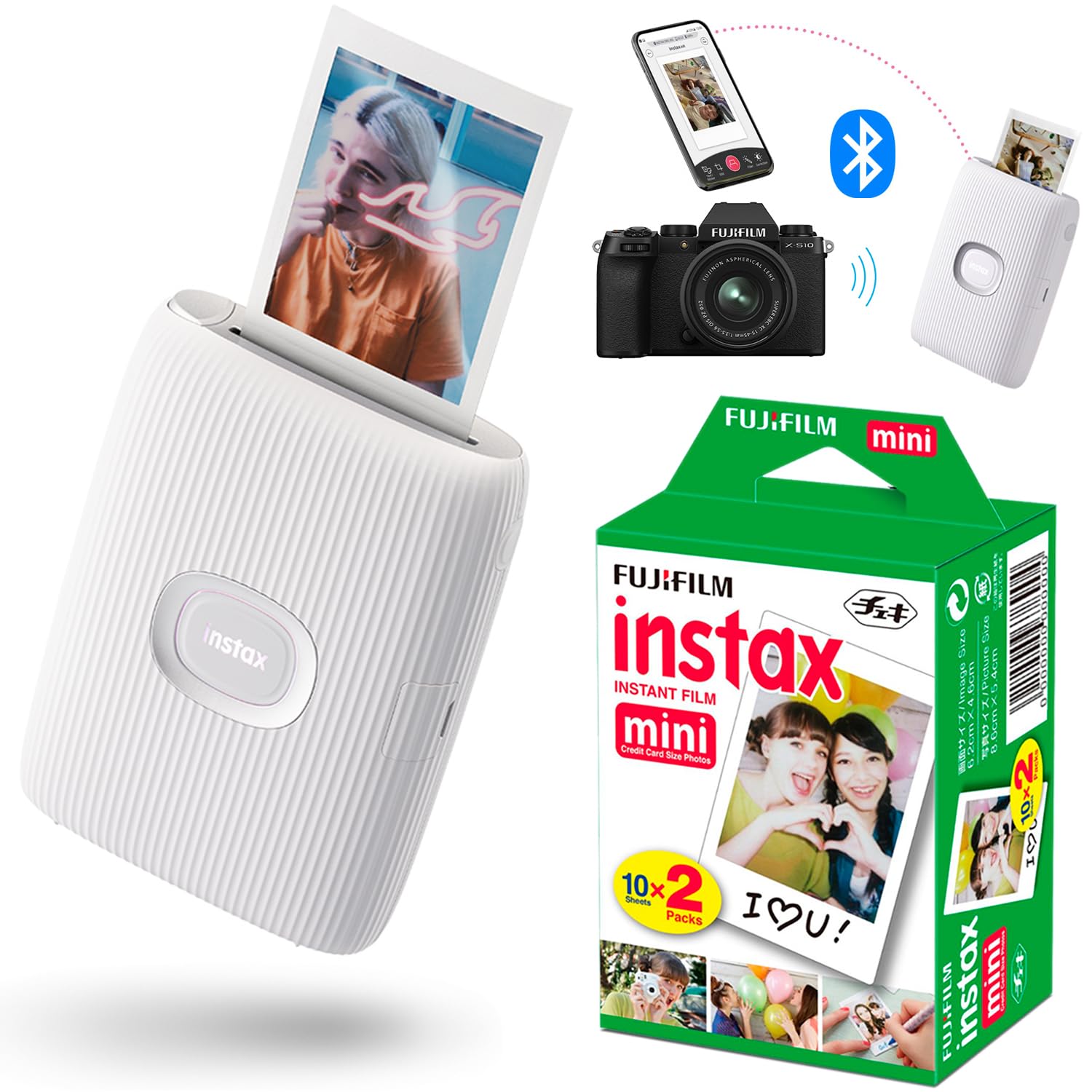 Fujifilm Instax Mini Link Instant Smartphone Printer (ПОПІЛ) з пакетом фільмів Instax (2 штуки)
Fujifilm Instax Mini Link Instant Smartphone Printer (ПОПІЛ) з пакетом фільмів Instax (2 штуки)