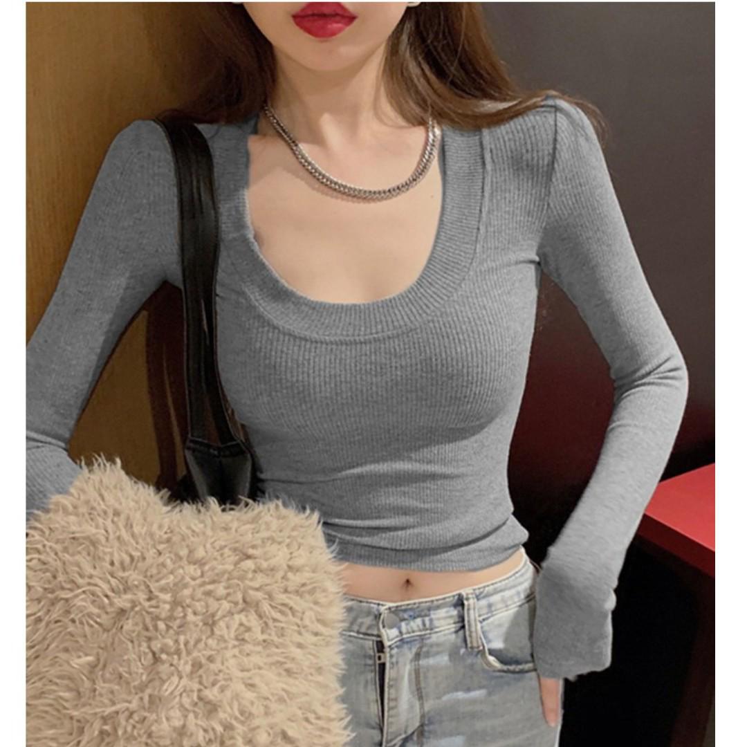 Женская облегающая футболка с рубчиком, U-образным вырезом и длинными рукавами - Новый осенне-зимний корейский стиль M for 80-95 jin серый
Женская облегающая футболка с рубчиком, U-образным вырезом и длинными рукавами - Новый осенне-зимний корейский стиль M for 80-95 jin серый