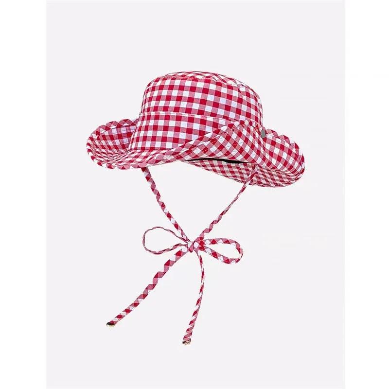 Japanese sweet plaid lace-up fisherman s hat girlish summer Joker hat with sun protection and UV protection. M(56-58cm)
Japanese sweet plaid lace-up fisherman s hat girlish summer Joker hat with sun protection and UV protection. M(56-58cm)