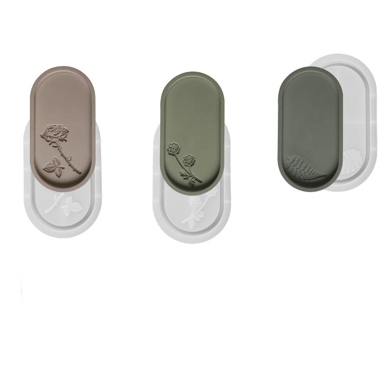 Резной цветок овальный поднос силиконовая форма DIY бетон цементная емкость для хранения форма ювелирные изделия дисплей пластина гипс смола литьевые формы