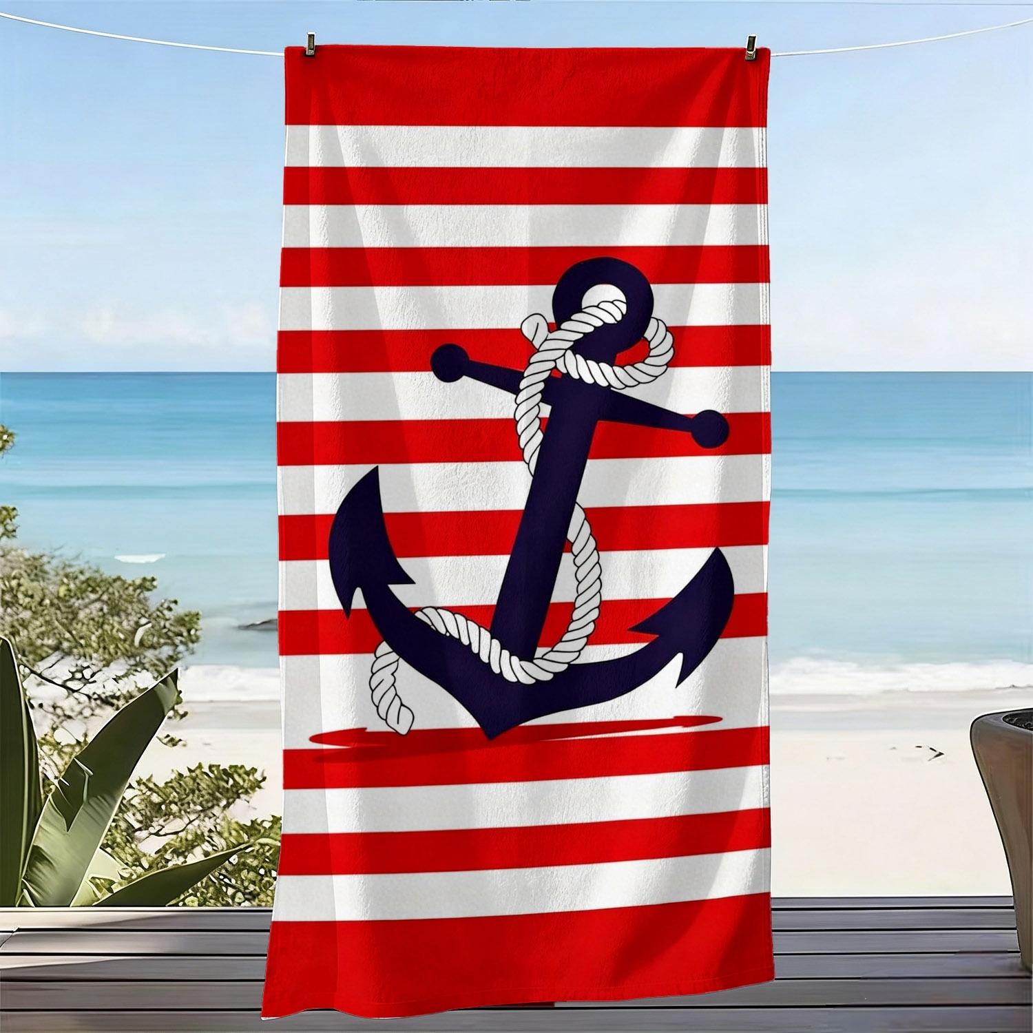Nautical Anchor Red White Stripe Beach Towel, Oversized Quick-Dry Microfiber for Seaside Pool W30*H60(CM)
Nautical Anchor Red White Stripe Beach Towel, Oversized Quick-Dry Microfiber for Seaside Pool W30*H60(CM)