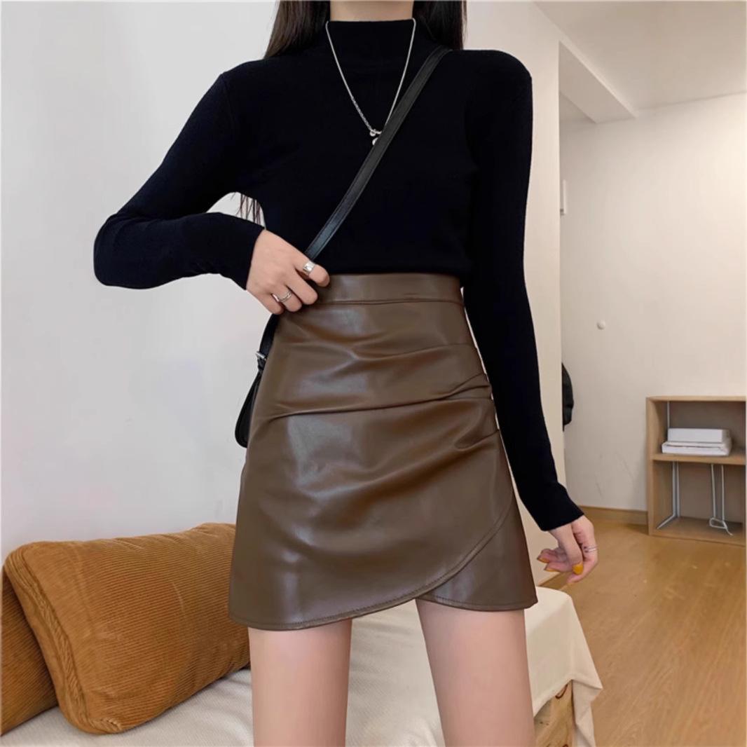 Coffee Brown Pleated Mini Leather Skirt for Women - 2024 Autumn/Winter Korean Style High Waist Slimming A-Line PU Midi Skirt S чёрный
Coffee Brown Pleated Mini Leather Skirt for Women - 2024 Autumn/Winter Korean Style High Waist Slimming A-Line PU Midi Skirt S чёрный