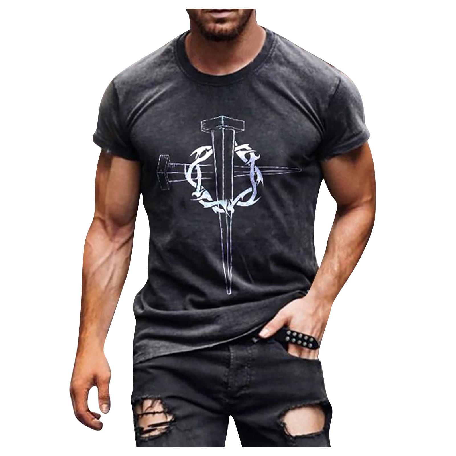 (SU)Мужская уличная мускулистая футболка с коротким рукавом и принтом, модная модная футболка 
(SU)Мужская уличная мускулистая футболка с коротким рукавом и принтом, модная модная футболка