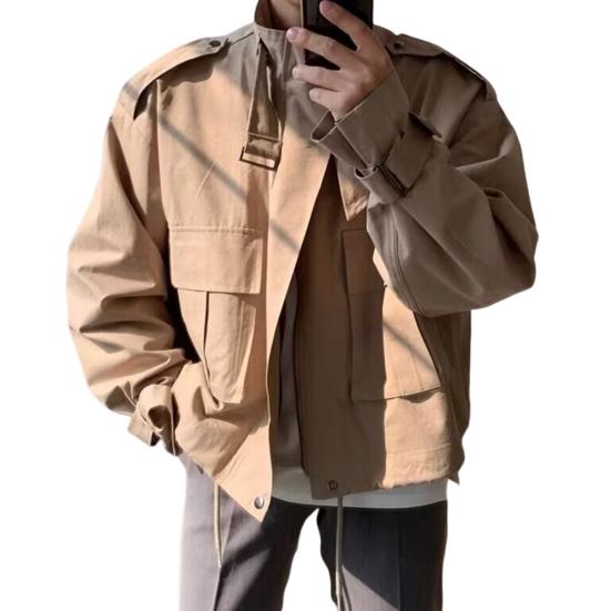 Men Windbreaker Lapel Long Sleeve Solid Color Jacket Zipper Placket Large Pockets Drawstring Hem Casual Outwear M хаки
Men Windbreaker Lapel Long Sleeve Solid Color Jacket Zipper Placket Large Pockets Drawstring Hem Casual Outwear M хаки