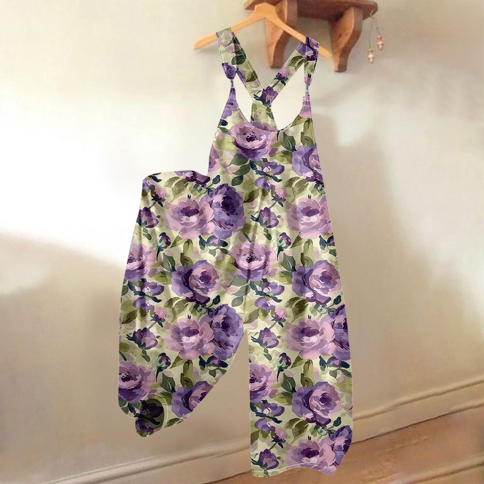 Женский летний комбинезон с цветочным принтом в винтажном стиле (Нерегулируемые ремни) XL фиолетовый
Женский летний комбинезон с цветочным принтом в винтажном стиле (Нерегулируемые ремни) XL фиолетовый