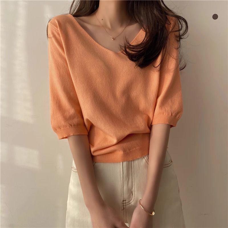 Women s V-Neck Short-Sleeve Knitted Top - Elegant, Lightweight, and Loose-Fit Sweater for Spring/Summer 2XL (approx. 125-135 lbs)
Women s V-Neck Short-Sleeve Knitted Top - Elegant, Lightweight, and Loose-Fit Sweater for Spring/Summer 2XL (approx. 125-135 lbs)