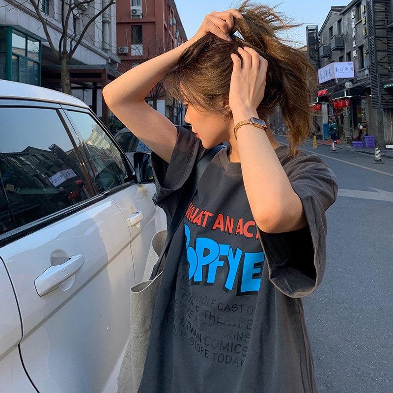 Pure cotton large size loose medium and long versatile letter printing casual short-sleeved T-shirt women 3XL темно-сірий
Pure cotton large size loose medium and long versatile letter printing casual short-sleeved T-shirt women 3XL темно-сірий