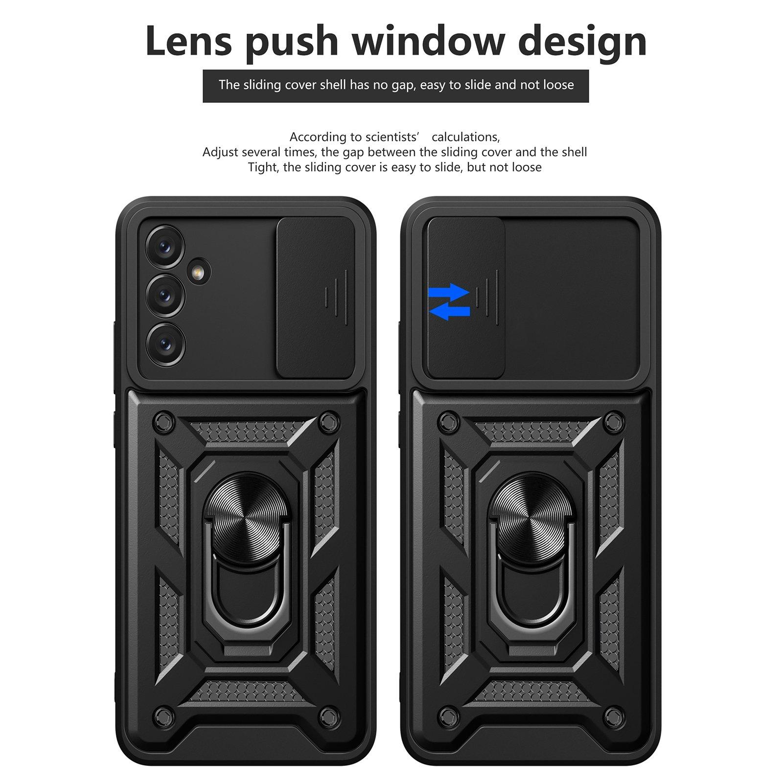 For Samsung Galaxy A14 5G/A14 4G PC+TPU Hybrid Back Cover Ring Kickstand Slide Lid Camera Protection Scratch-resistant Phone Case Black
For Samsung Galaxy A14 5G/A14 4G PC+TPU Hybrid Back Cover Ring Kickstand Slide Lid Camera Protection Scratch-resistant Phone Case Black