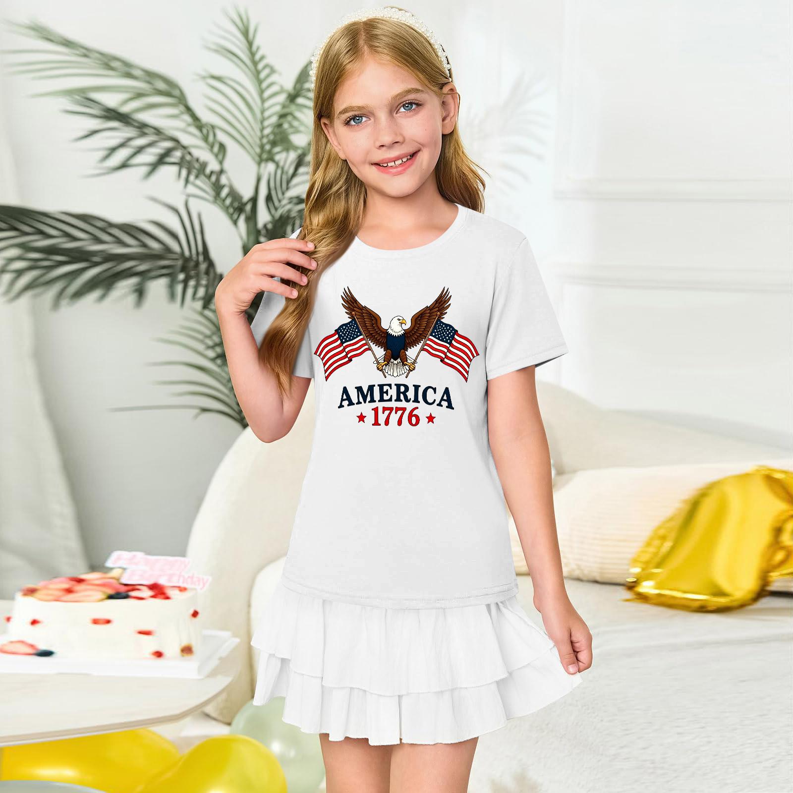 Girls Crew Neck Short Sleeve T Shirt Printed Casual Tee Top Lightweight Comfortable Soft Fabric Suitable for Everyday Wear 160 білий
Girls Crew Neck Short Sleeve T Shirt Printed Casual Tee Top Lightweight Comfortable Soft Fabric Suitable for Everyday Wear 160 білий