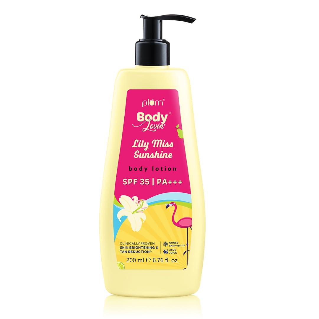 Plum BodyLovin Lily Miss Sunshine SPF 35 PA+++ Sunscreen Body Lotion For Summers | No White Cast | Broad Spectrum UVA & UVB Protection | Aloe Jui
Plum BodyLovin Lily Miss Sunshine SPF 35 PA+++ Sunscreen Body Lotion For Summers | No White Cast | Broad Spectrum UVA & UVB Protection | Aloe Jui