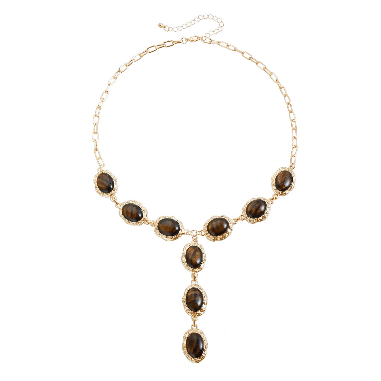 Complex tiger s eye stone necklace, high-grade texture wind metal hemming geometric Y-shaped alloy necklace золотой
Complex tiger s eye stone necklace, high-grade texture wind metal hemming geometric Y-shaped alloy necklace золотой