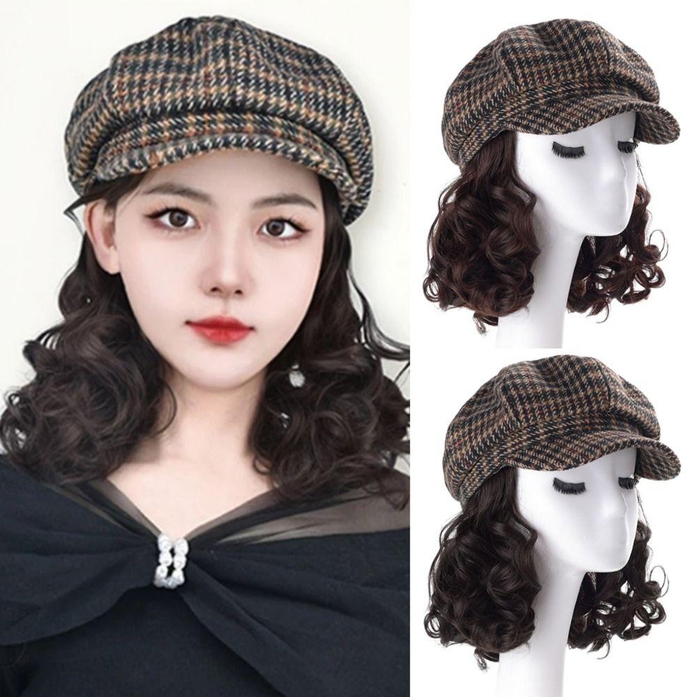 One-piece Short Curly Hair Hairpiece Beret Hat Wig Octagonal Newsboy Cap with Wig Daily Use чорний/коричневий
One-piece Short Curly Hair Hairpiece Beret Hat Wig Octagonal Newsboy Cap with Wig Daily Use чорний/коричневий